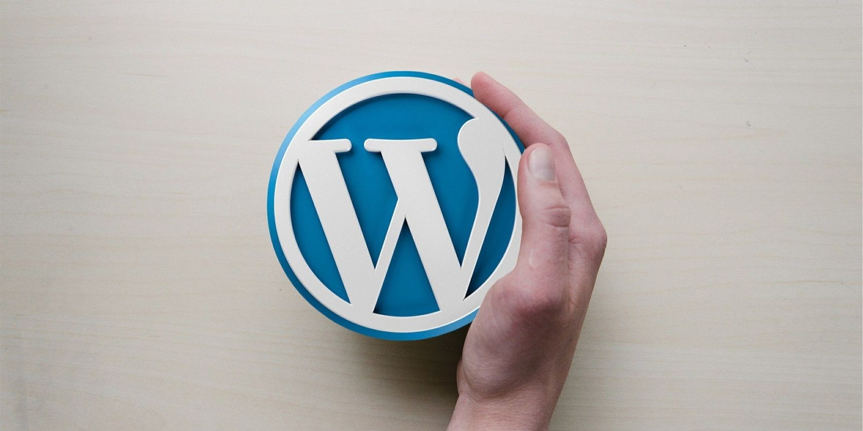 A hand cups the WordPress logo