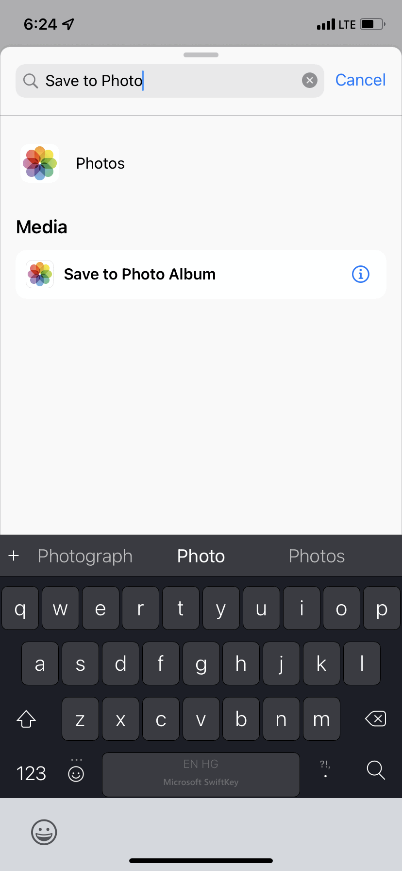Save to Photo Album Action in iOS Shortcuts app