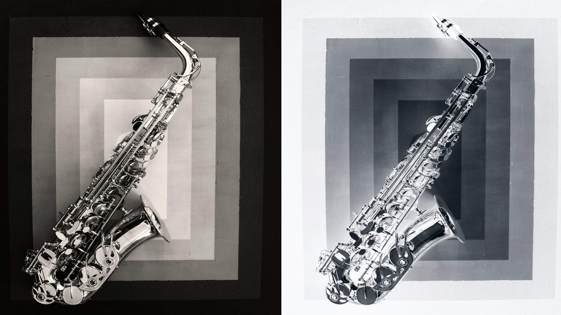 black and white saxophone art