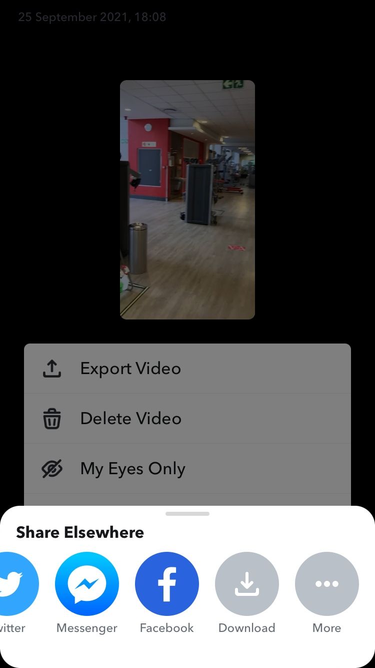 screenshot of snapchat export video