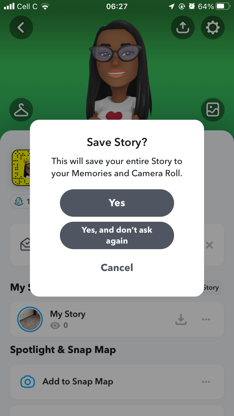 screenshot of snapchat stories