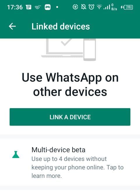 Screenshot showing how to use WhatsApp on other devices