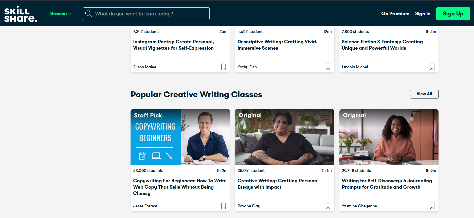 Skillshare Online Writing Courses