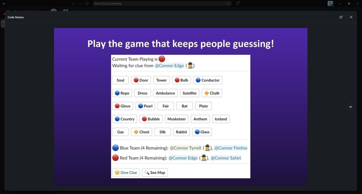 Screenshot of Code Name on Slack