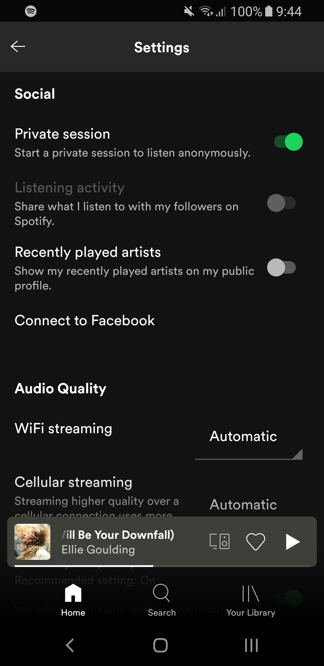 spotify enable private session mobile