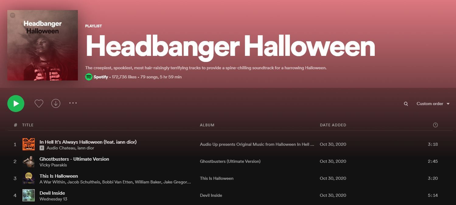 spotify headbanger halloween