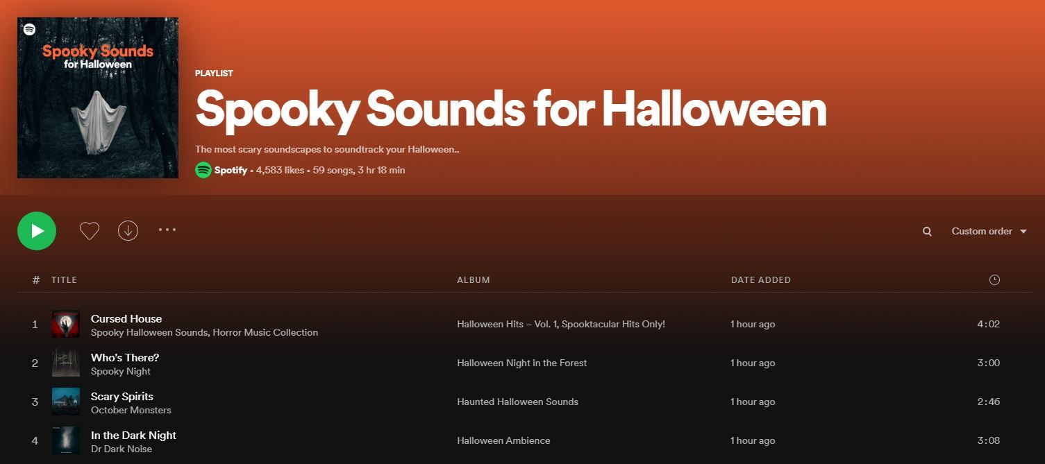 spotify spooky sounds for halloween
