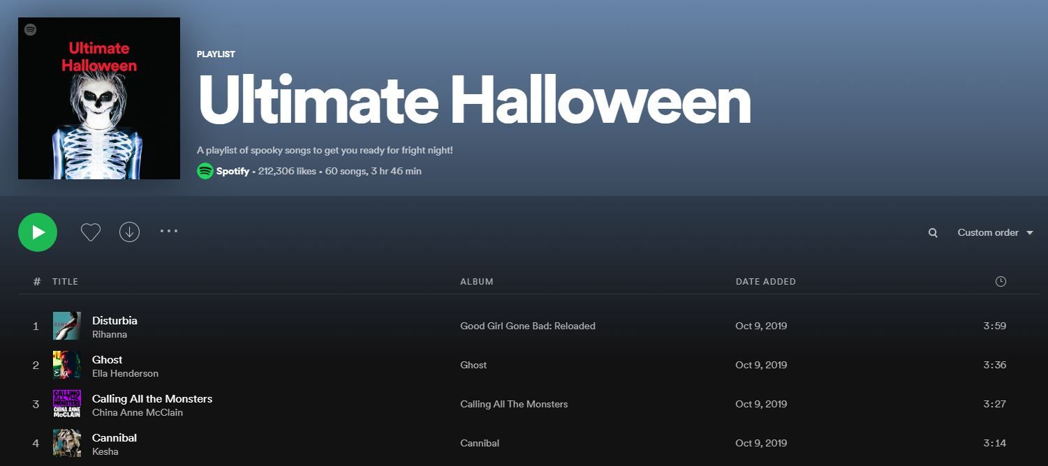 spotify ultimate halloween
