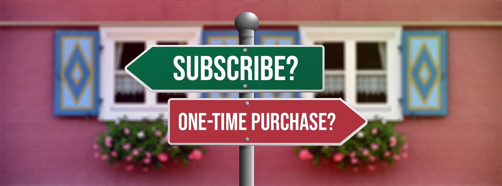 subscribe or one-time purchase arrow sign illustration