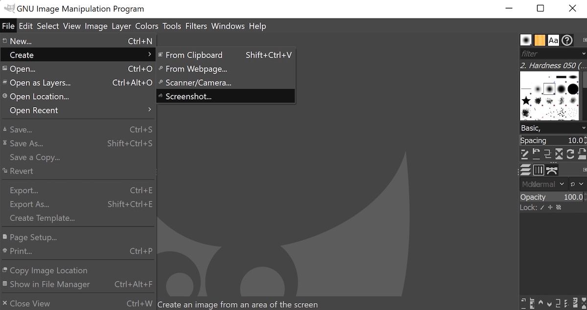 taking windows 11 screenshot from gimp 