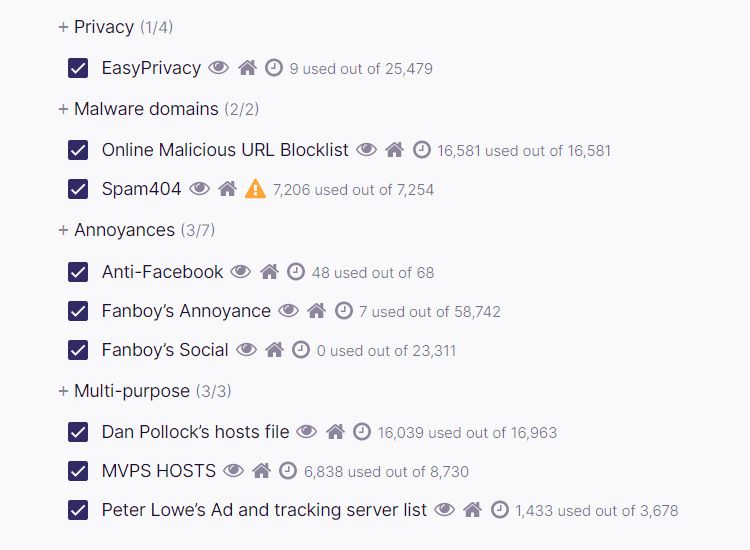ublock malvertising privacy block list