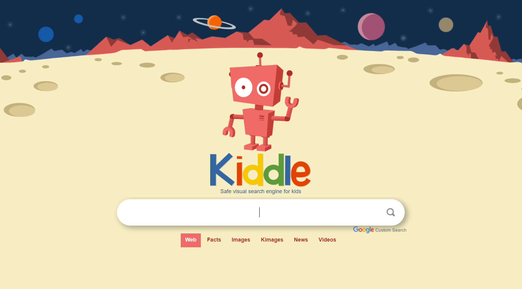 The Kiddle homepage.