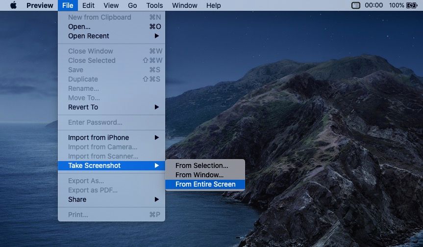 Using the Preview app to take screenshots on MacBook