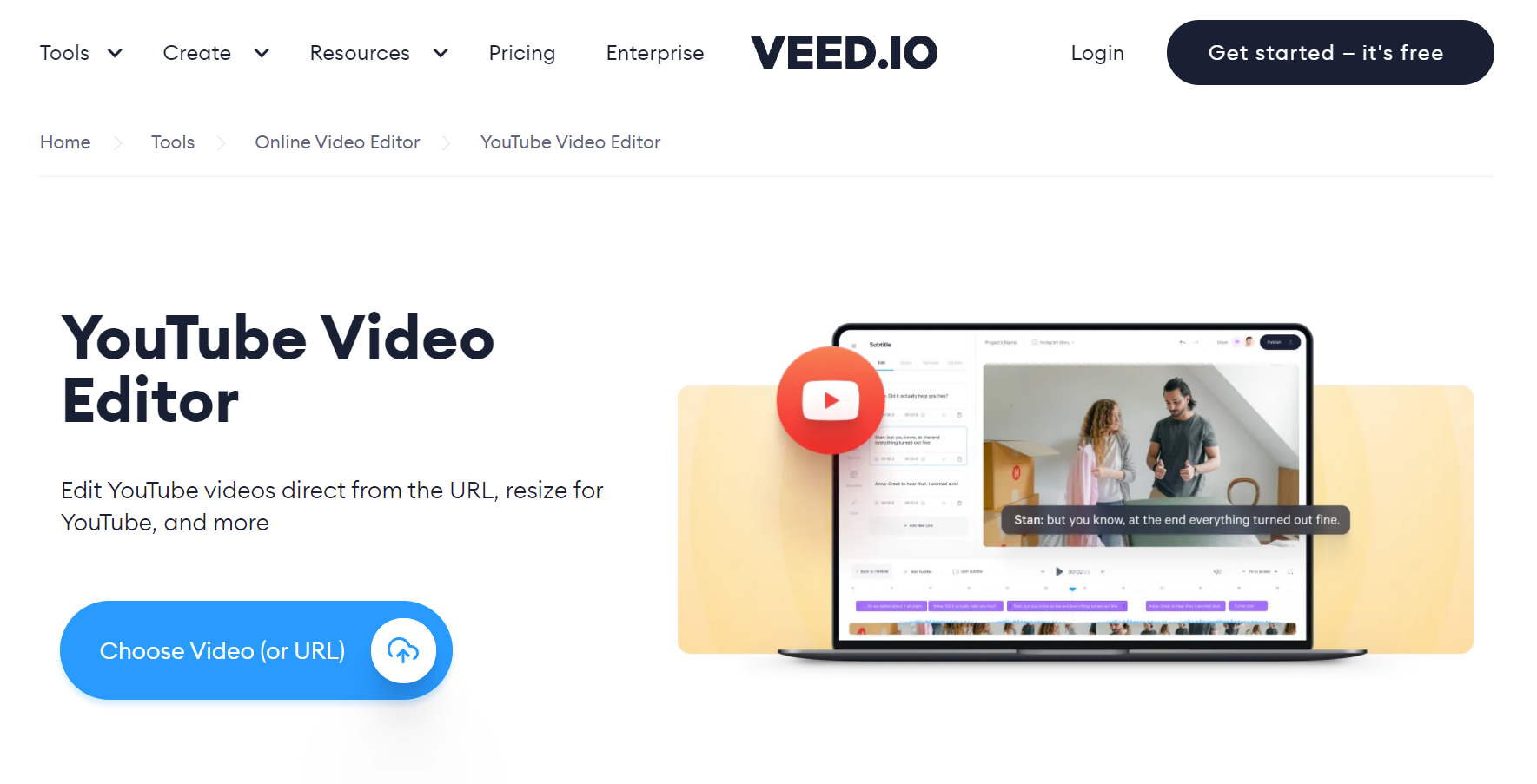 The Veed.io homepage.