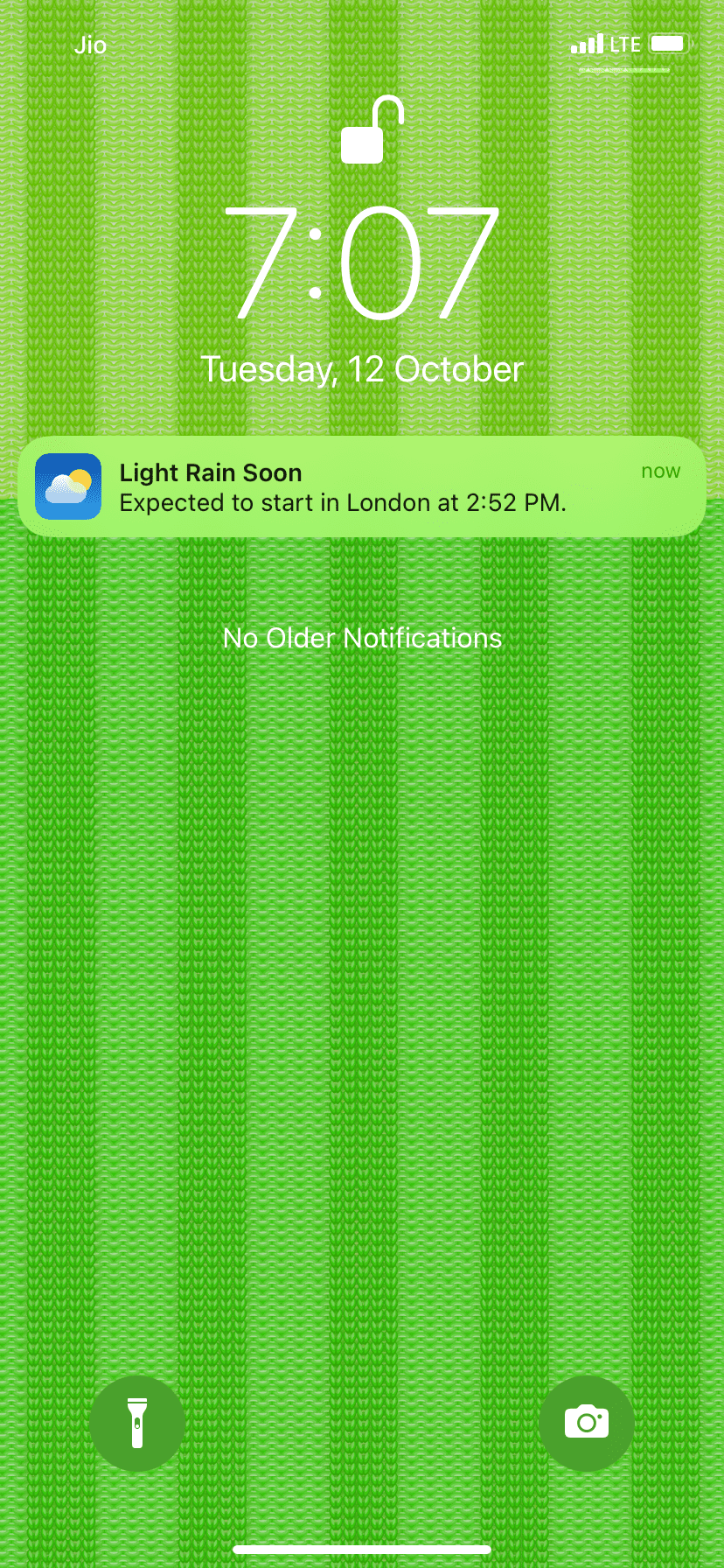 Weather Notification for rain on iPhone in iOS 15