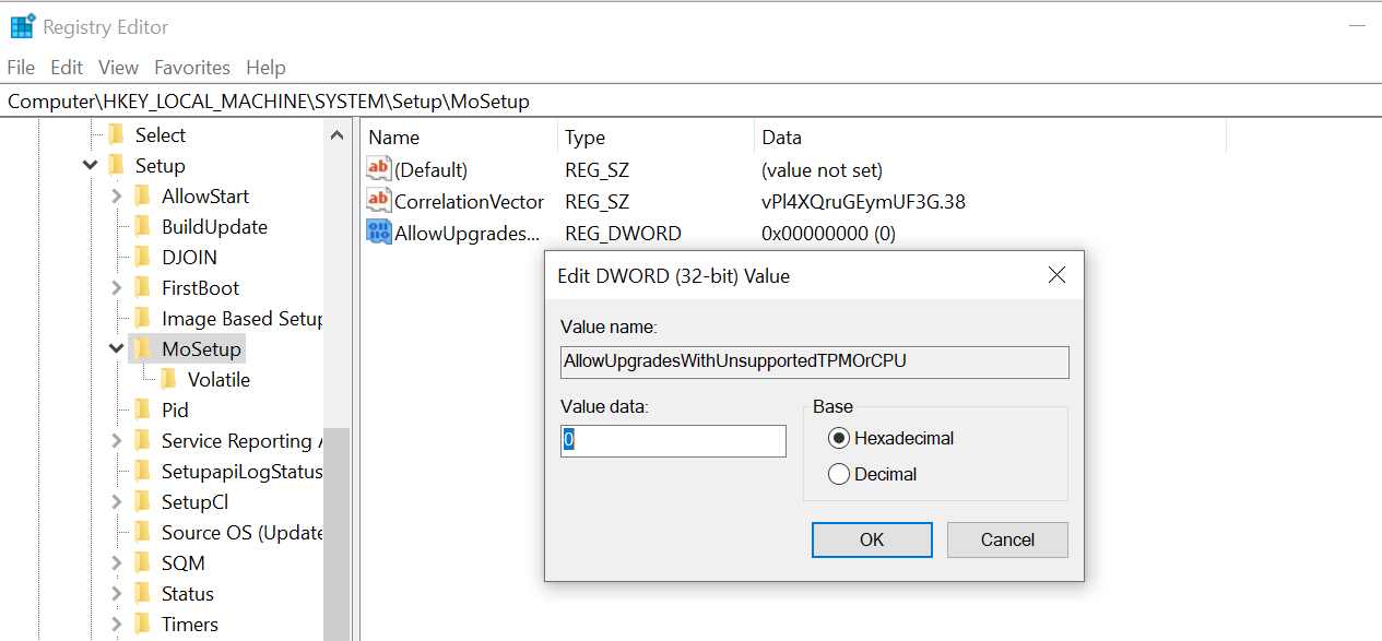 Setting DWORD value in Windows Registry