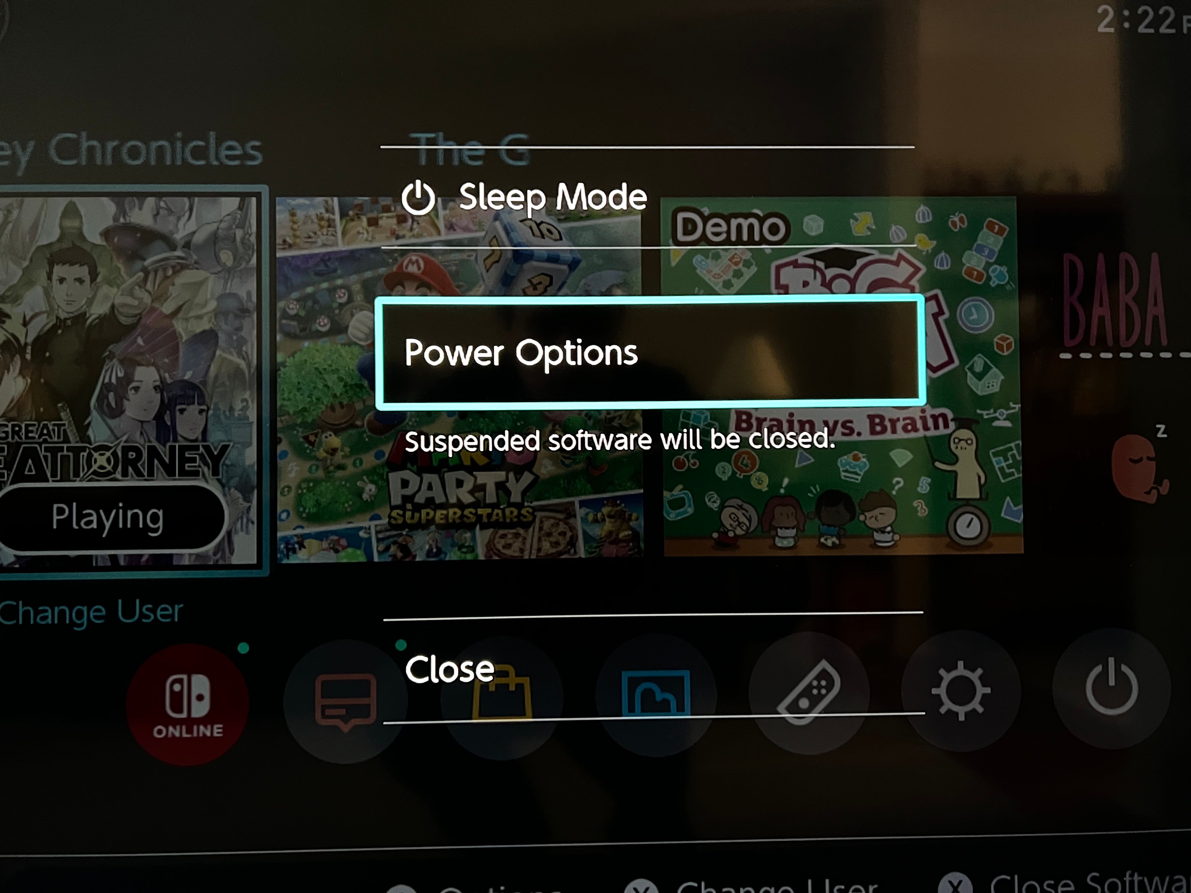 Switch Power Off Menu