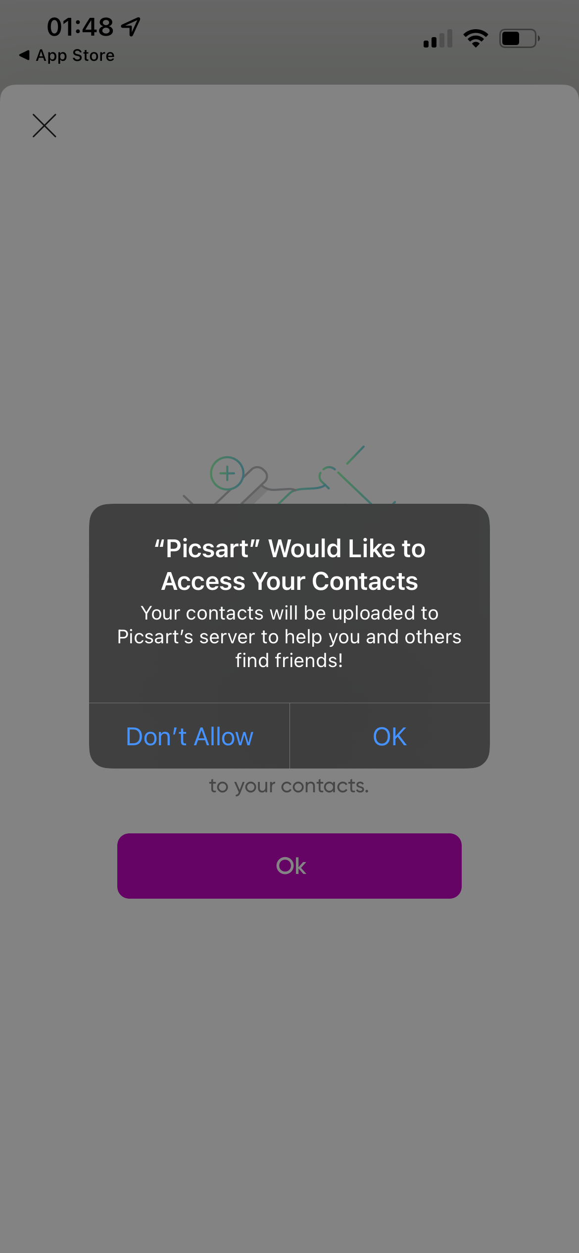 iPhone Contacts Permission Prompt