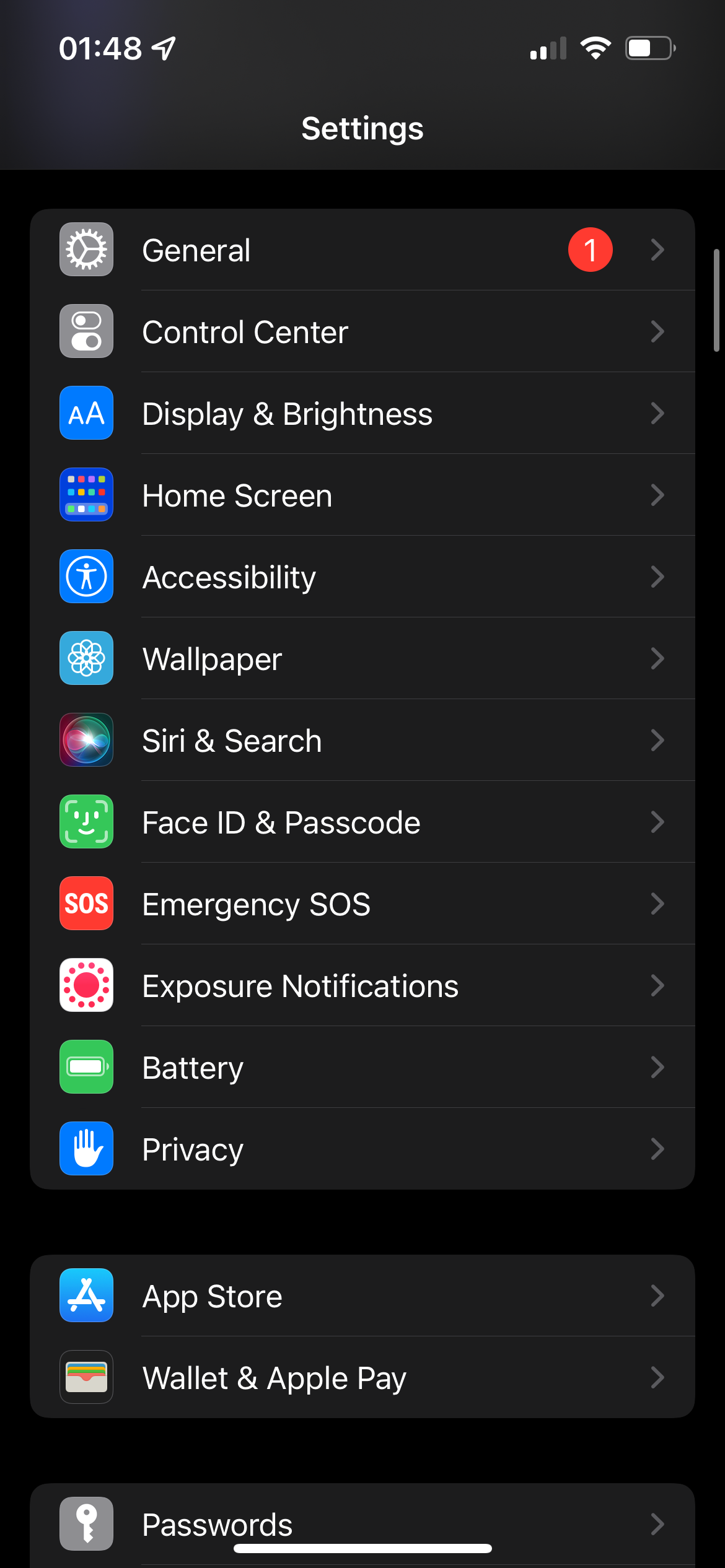 iPhone Permissions Settings Entry