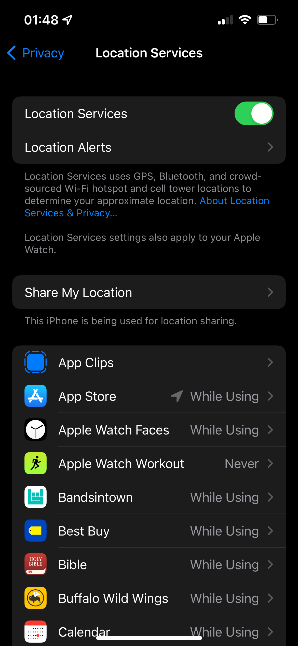 Location Service Permissions iPhone