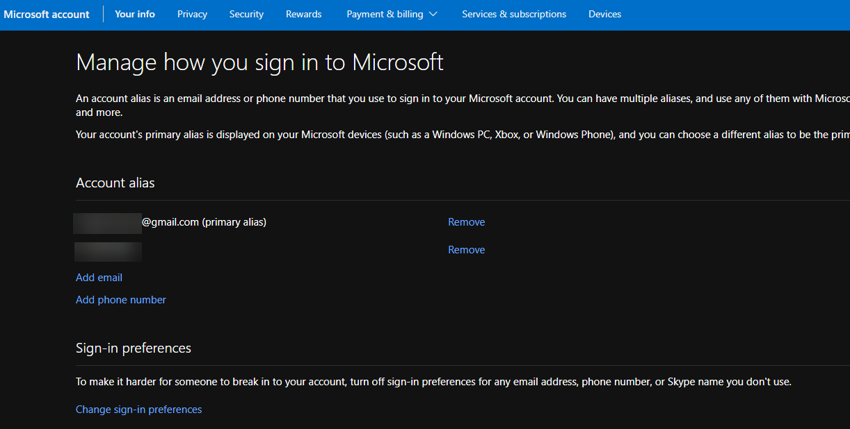 Microsoft Account Sign In Aliases