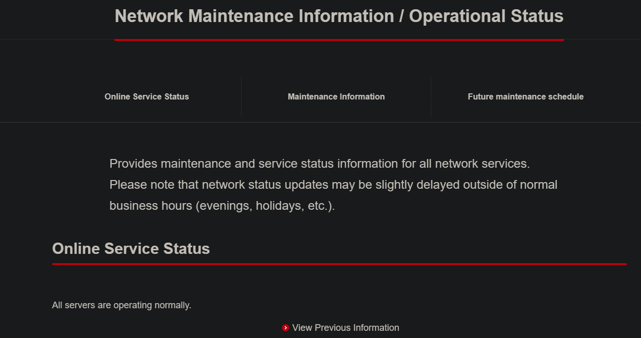 Nintendo Online Maintenance Message 2021