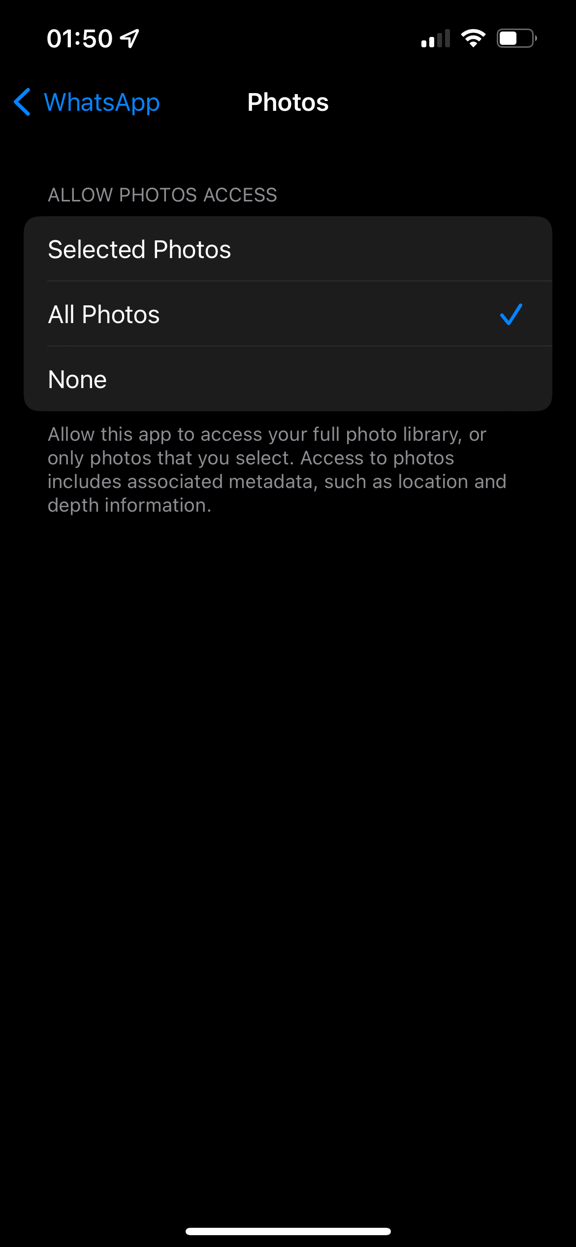 iPhone App Permissions Photos