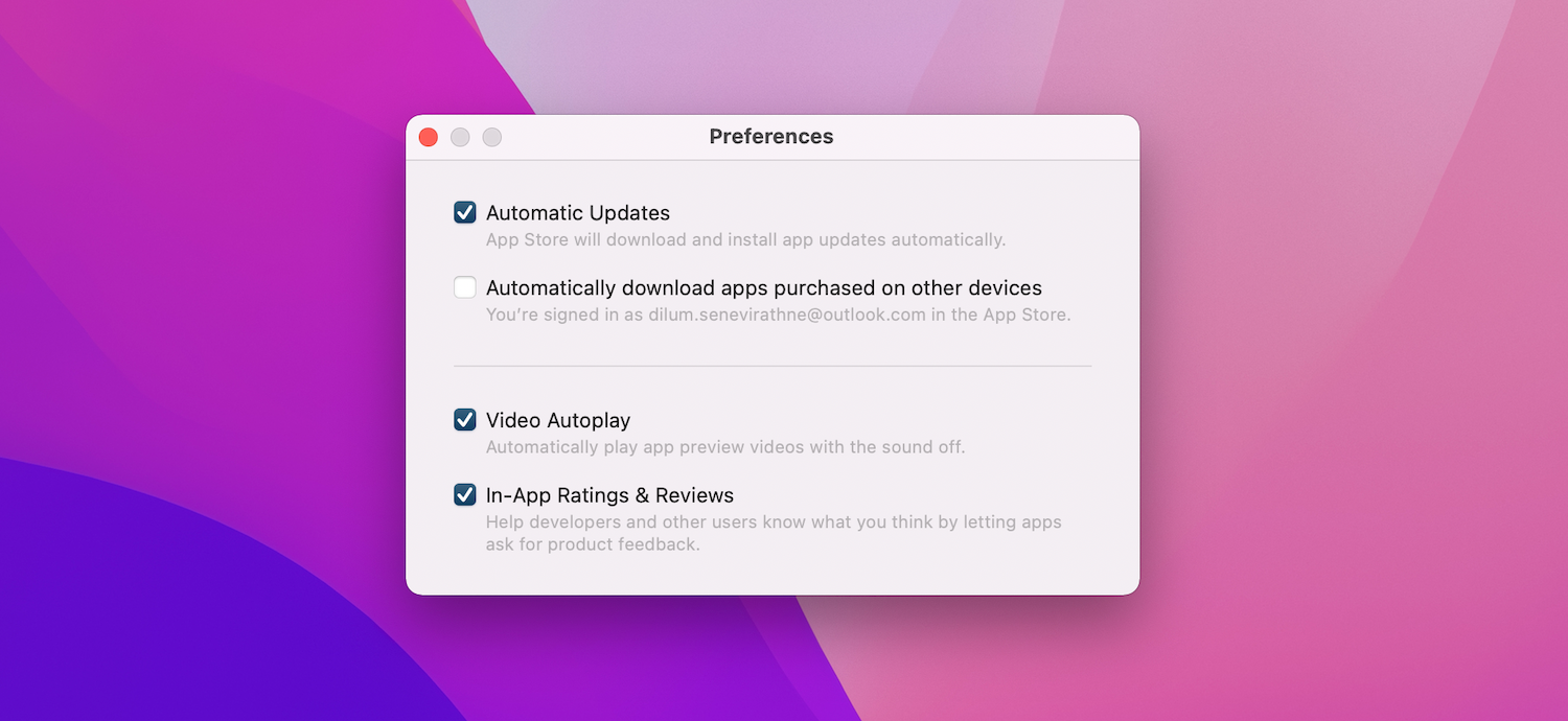 Enabling automatic App Store updates on Mac.