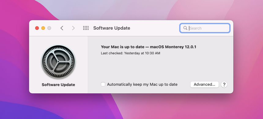 Updating the system software for the Mac.