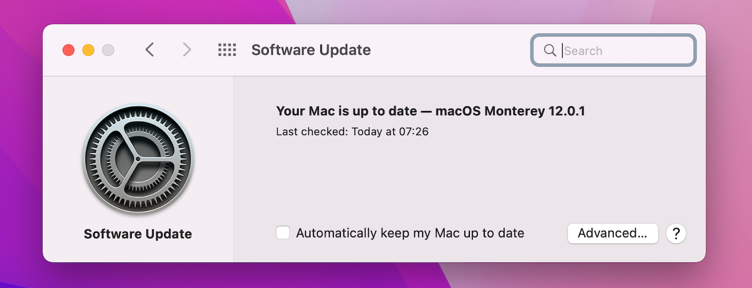 Software Update screen on a Mac.