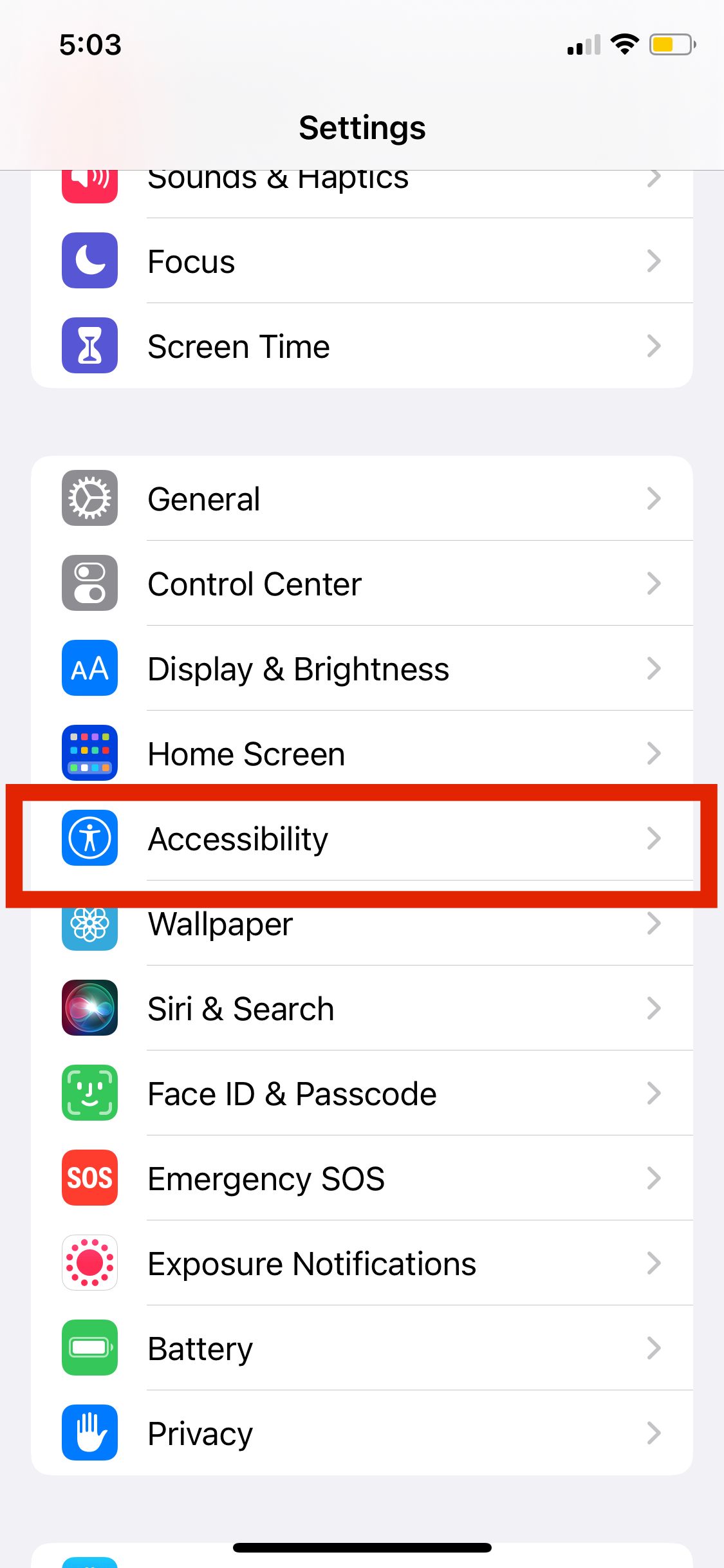 accessibility setting