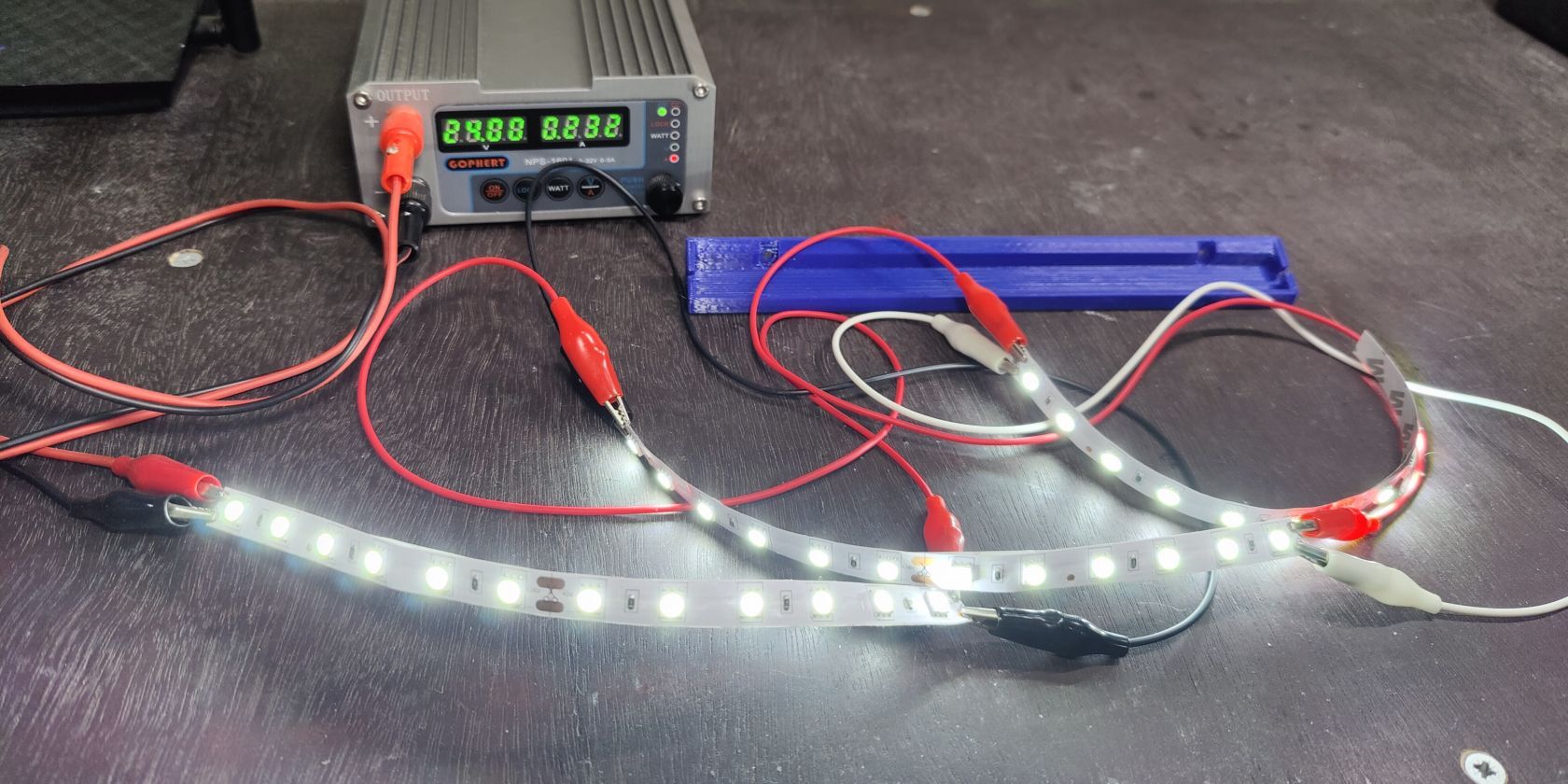 Testing LED strip for 3D printer.