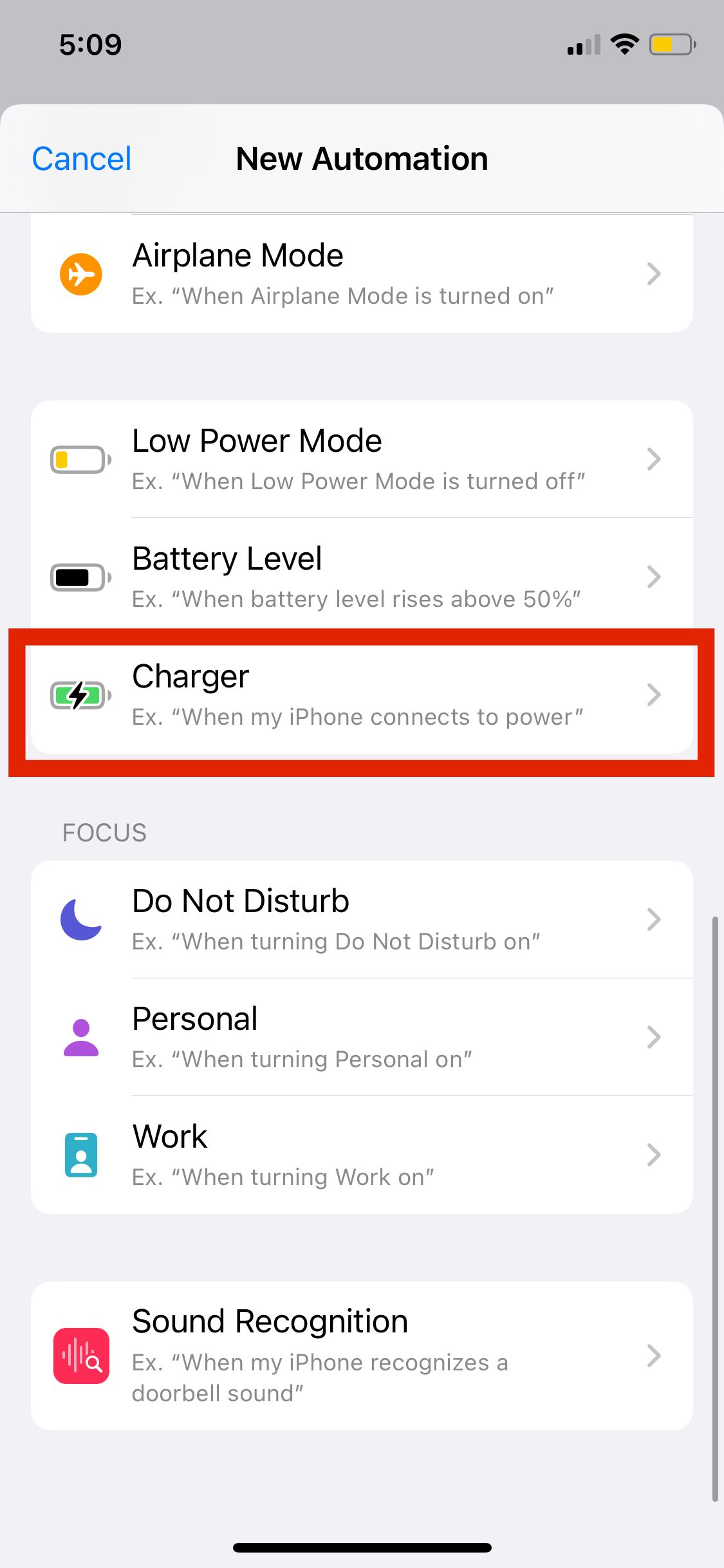 automation charger setting