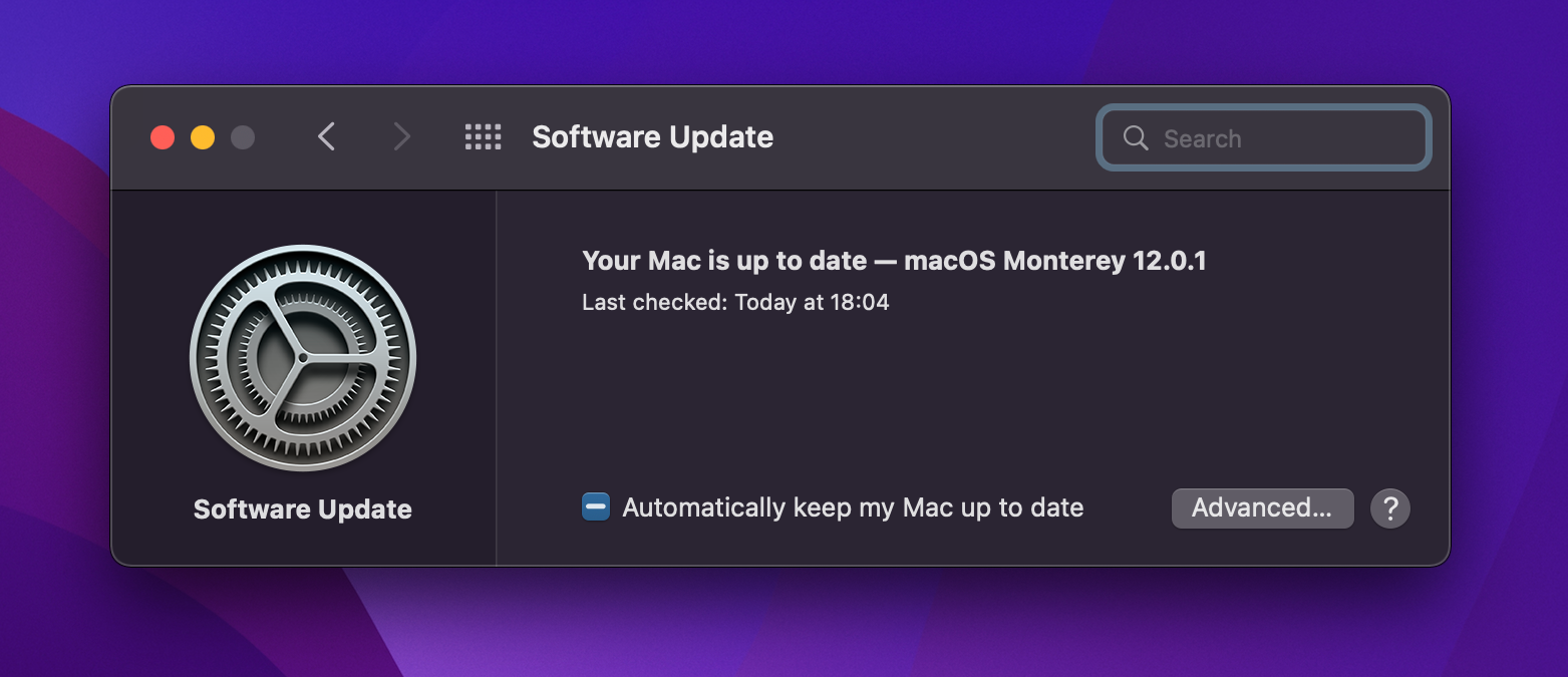 Software Update screen on the Mac.