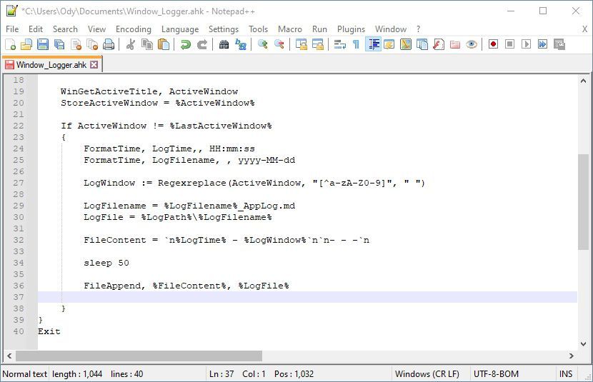 Using AHK&rsquo;s Append function to update the log file, or create one from scratch