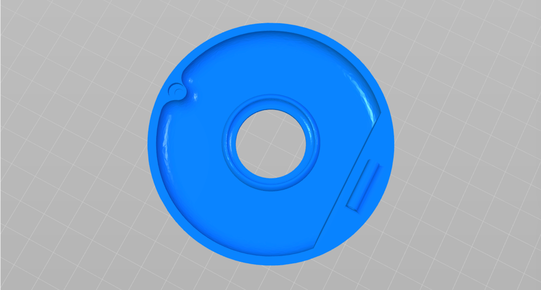 A 3D model of a doughnut shaped case in blue
