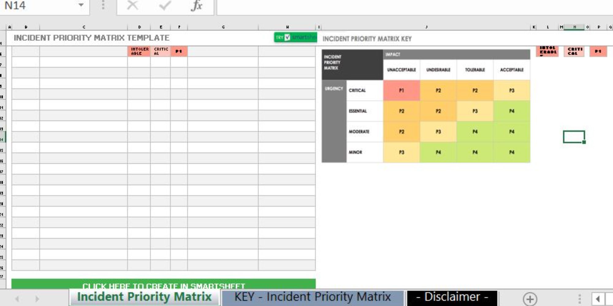 Incident Priority Matrix template for incident management