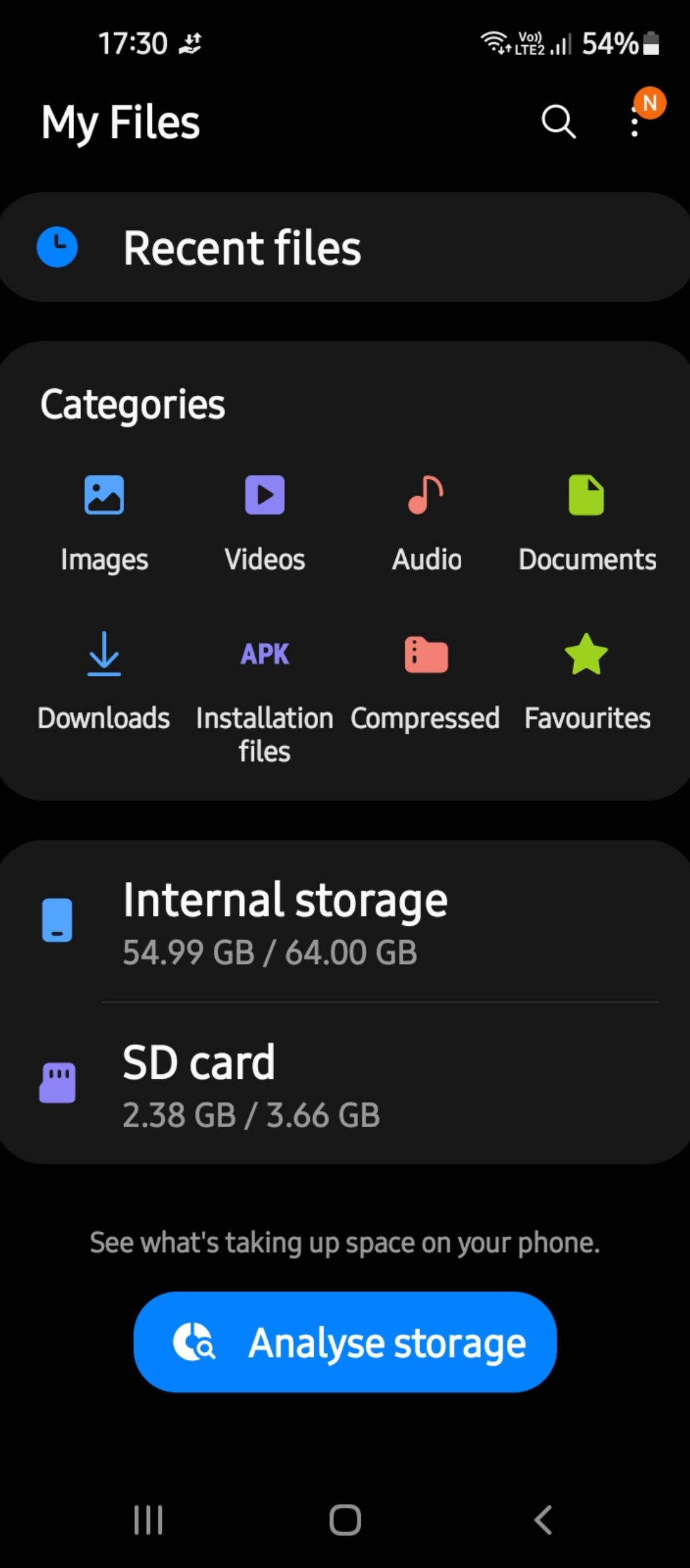 Audio settings in the My Files app