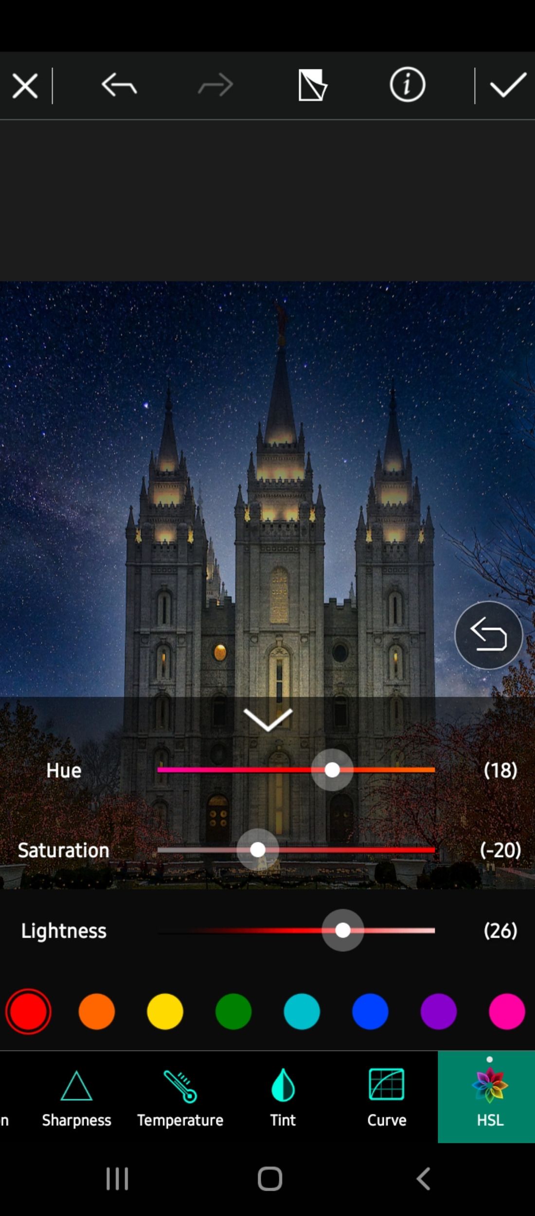 HSL settings in PhotoDirector