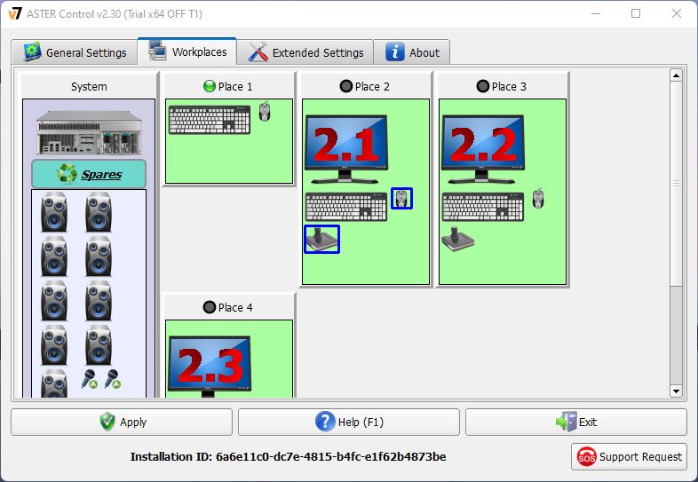 Aster control system screenshot