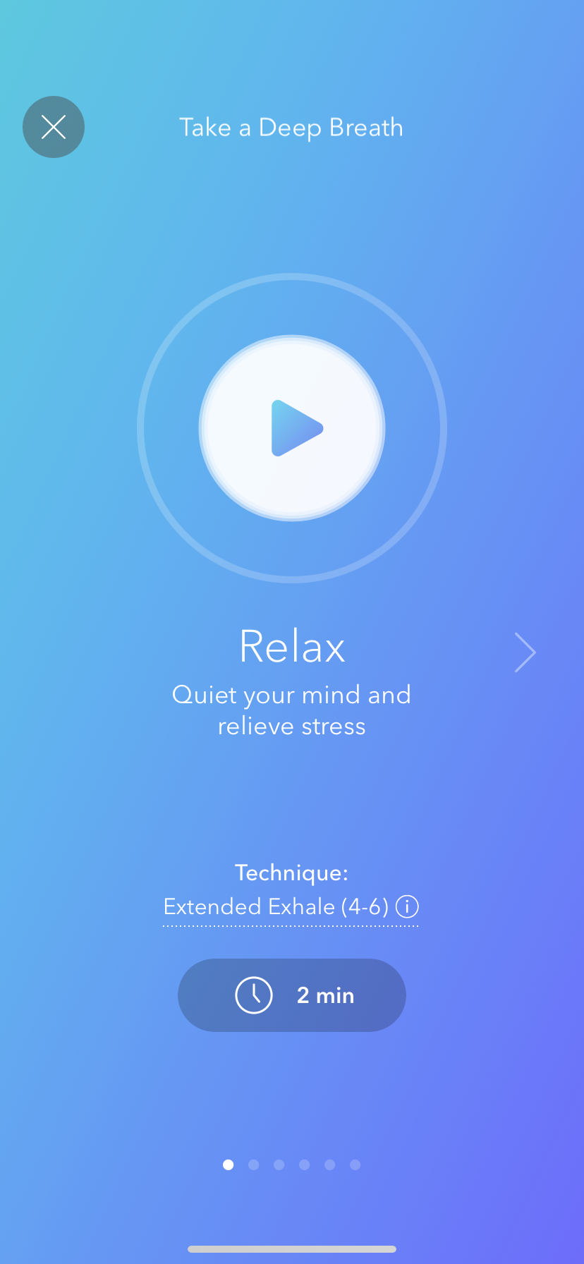 Image shows a breathing exercise inside Calm
