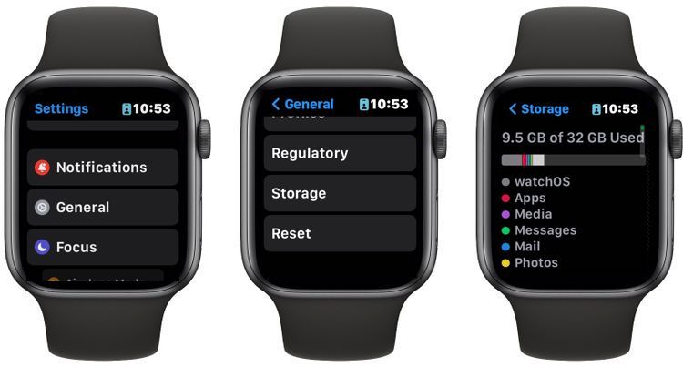 Kiểm tra bộ nhớ Apple Watch
