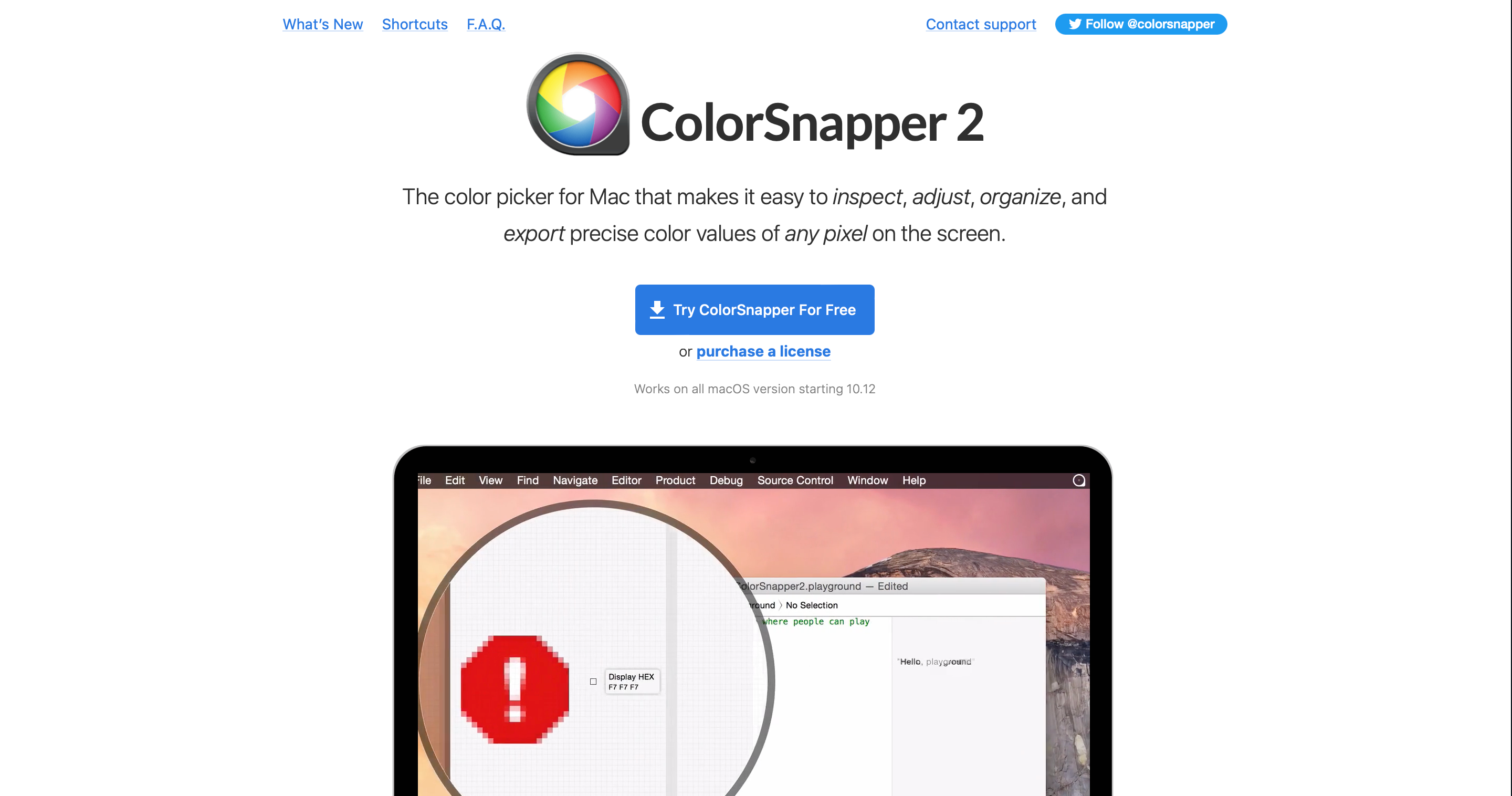 ColorSnapper 2 Website Screenshot