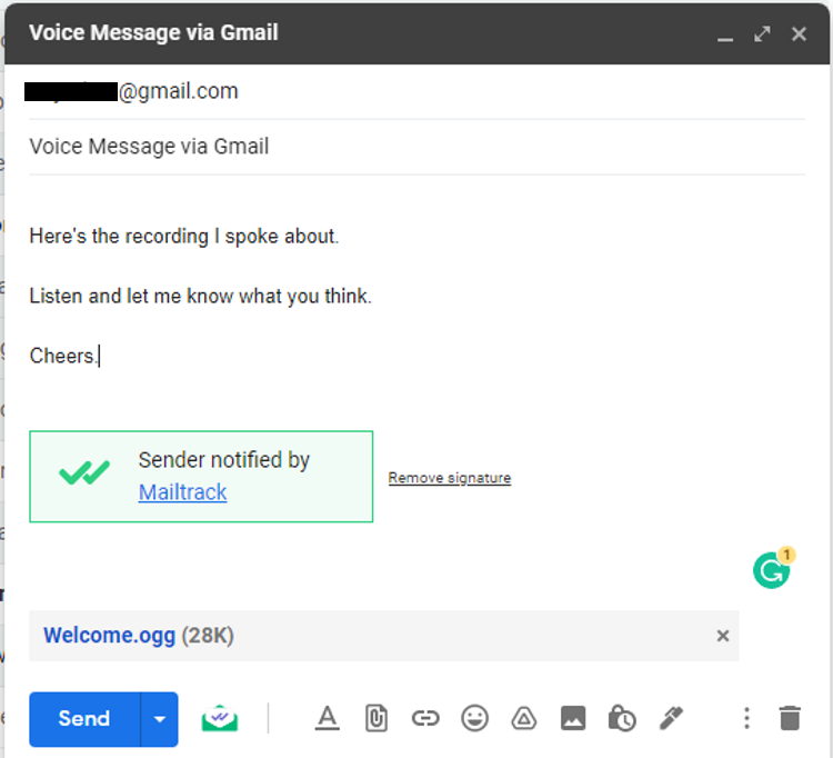 Compose and Send voice message via Gmail