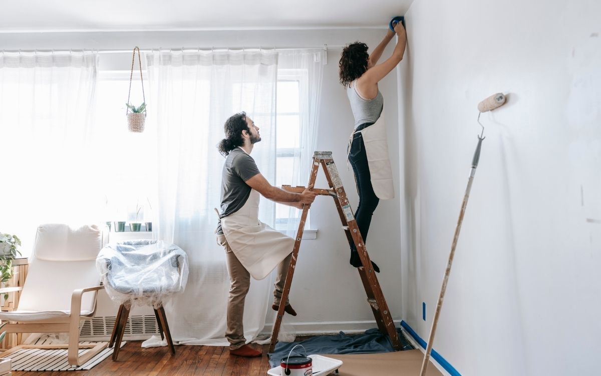 Couple doing house renovations