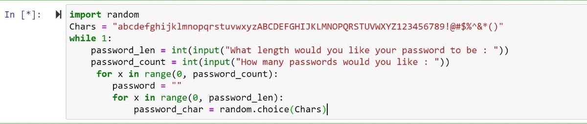 Create a Password Generating Loop using Python