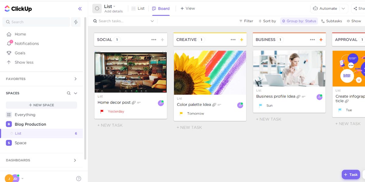 A visual showing screenshot organizing ideas
