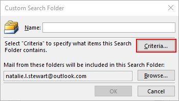 Custom Search Folder options Outlook 365