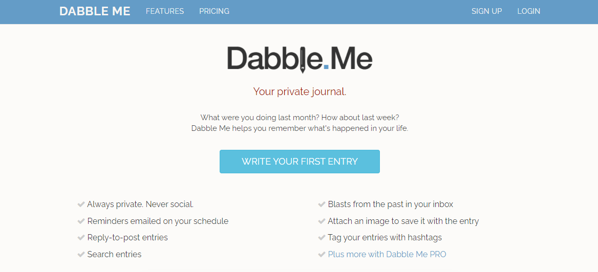 A Screenshot of Dabble Me's Landing Page