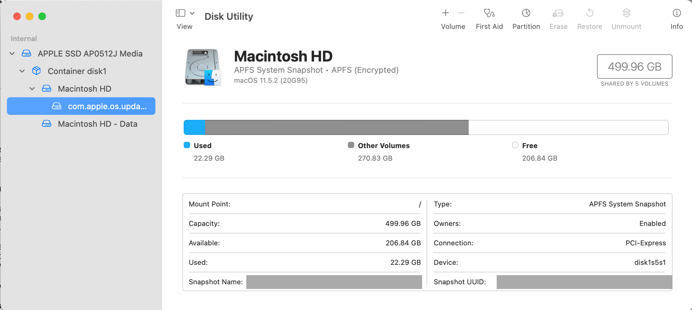 Disk Utility open on a MacBook Pro